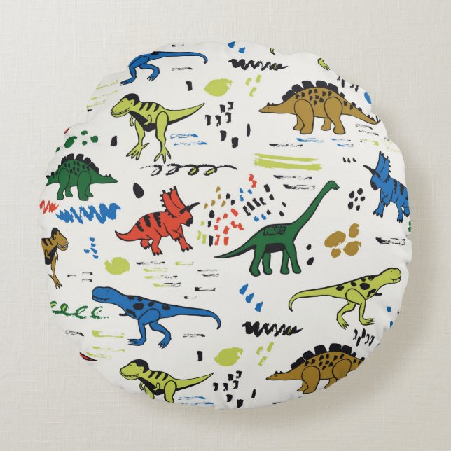 funny dinosaurs round cushion (Front)