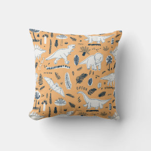 funny dinosaurs with palm leaves pattern cushion