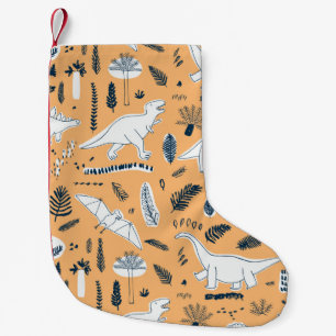 funny dinosaurs with palm leaves pattern small christmas stocking