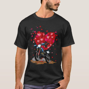 Funny Dirt Bike Lover Heart Shape Dirt Bike Valent T-Shirt
