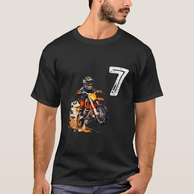 Funny Dirt Bike Motorcycle 7 Years Old Motocross M T-Shirt (Front)