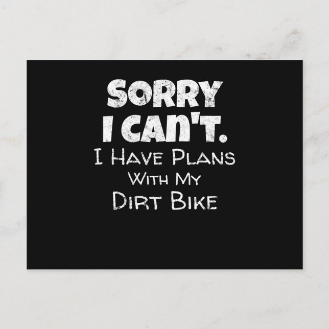 Funny Dirt Bike Quote Motocross Racing Motorcycle Announcement Postcard (Front)
