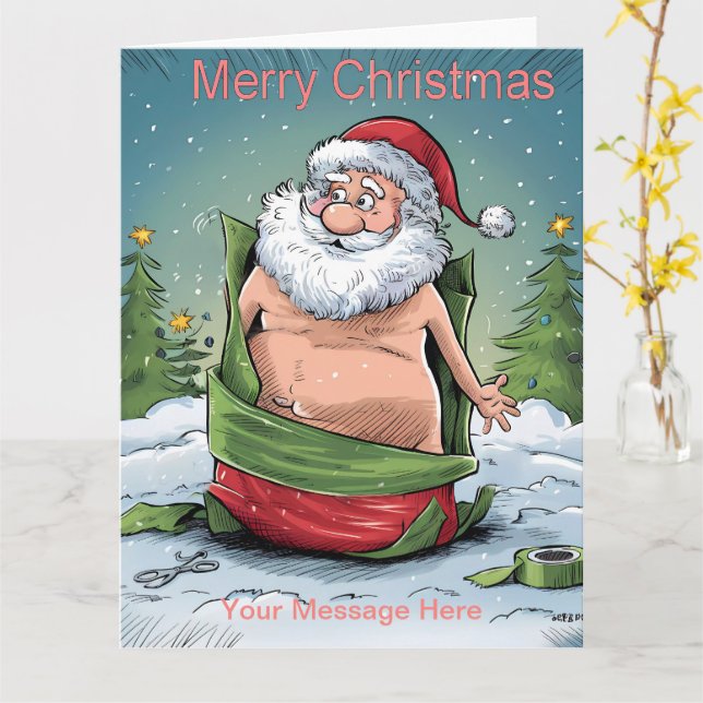 Funny Dirty Santa Christmas Collection Card (Yellow Flower)