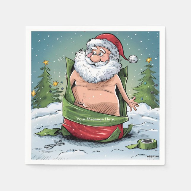 Funny Dirty Santa Christmas Collection Napkin (Front)