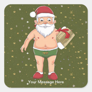 Funny Dirty Santa Christmas Collection Paper Cups Square Sticker
