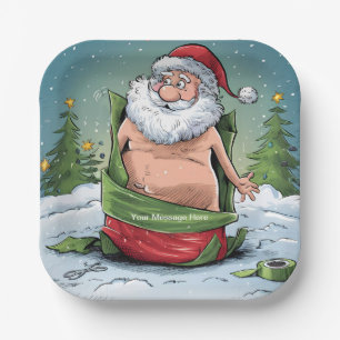 Funny Dirty Santa Christmas Collection Paper Plate