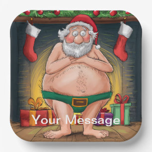 Funny Dirty Santa Christmas Collection Paper Plate