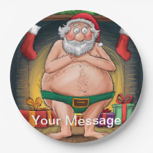 Funny Dirty Santa Christmas Collection Paper Plate