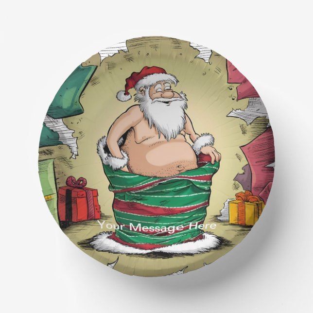 Funny Dirty Santa Christmas Collection Paper Plate (Front)