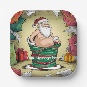 Funny Dirty Santa Christmas Collection Paper Plate