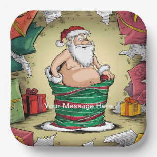 Funny Dirty Santa Christmas Collection Paper Plate