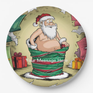 Funny Dirty Santa Christmas Collection Paper Plate