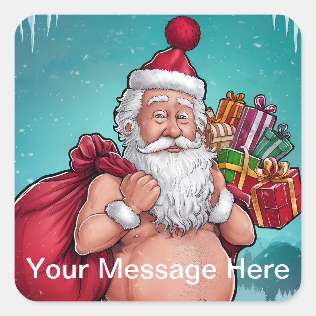 Funny Dirty Santa Christmas Collection Square Sticker (Front)