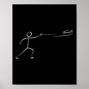 Funny Disc Golf Art For Men Women Stickman Disc Go Poster