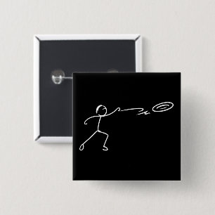 Funny Disc Golf Art Stickman Disc Golf Lover 15 Cm Square Badge