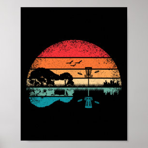 Funny Disc Golf Basket Frisbee Tree Guitar Guitari Poster