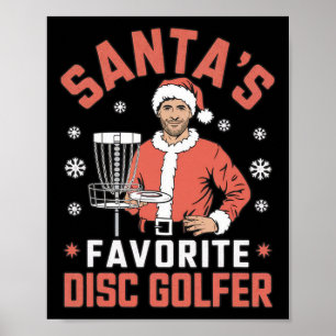 Funny Disc Golf Christmas Men Xmas Disc Golf Santa Poster
