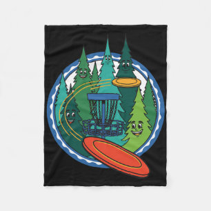 Funny Disc Golf Flying Disc Sket Forest Scene  Fleece Blanket