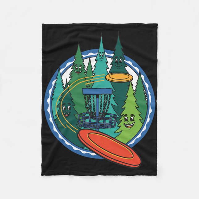 Funny Disc Golf Flying Disc Sket Forest Scene  Fleece Blanket (Front)