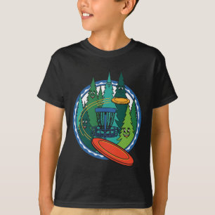 Funny Disc Golf Flying Disc Sket Forest Scene T-Shirt