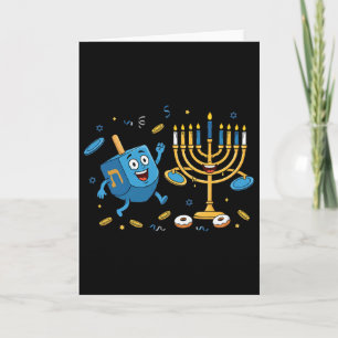 Funny Disc Golf Frisbee Dreidel Menorah Hanukkah W Card
