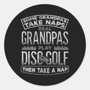 Funny Disc Golf Grandpa Fathers Day Disc Golfing Classic Round Sticker