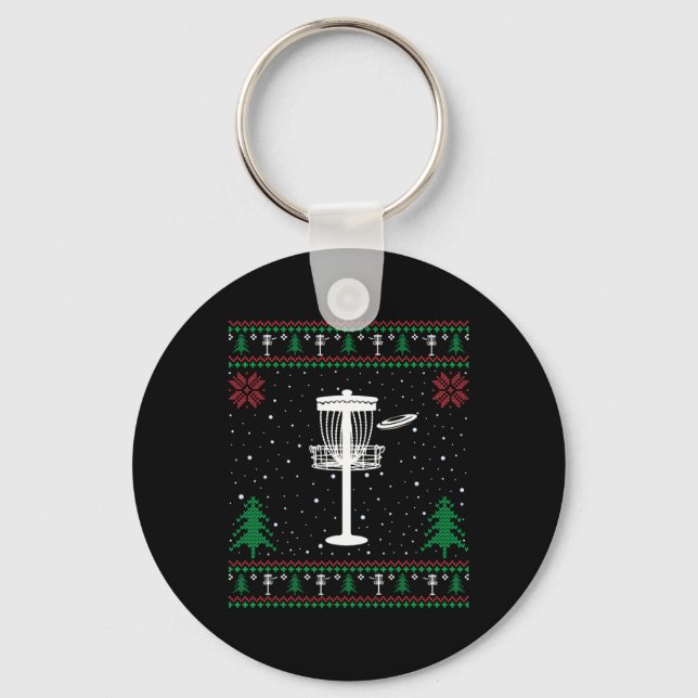 Funny Disc Golf Lovers Santa Hat Ugly Christmas Sw Key Ring (Front)
