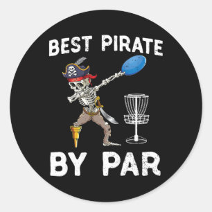 Funny Disc Golf Pirate Skeleton Halloween Frisbees Classic Round Sticker