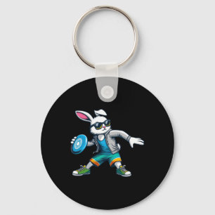 Funny Disc Golf Player Bunny Kids Womens Men Easte Key Ring