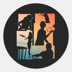 Funny Disc Golf Player Cool Flying Disc Sports Ent Classic Round Sticker