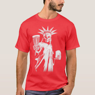 Funny Disc Golf Player Gothic Skeleton Statue Of L T-Shirt