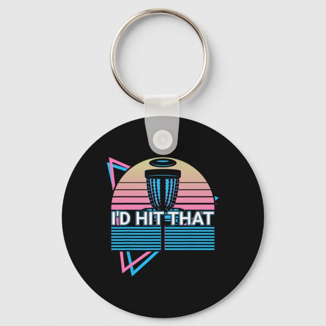 Funny Disc Golf Player Retro I'd Hit That  Key Ring (Front)
