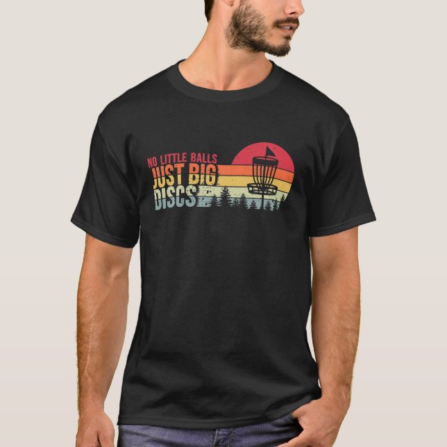 Funny Disc Golf, Retro Sunset No Little Balls Just T-Shirt (Front)