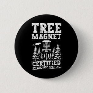 Funny Disc Golf Tree Magnet 6 Cm Round Badge