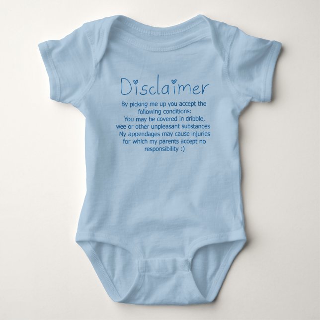 Funny Disclaimer- Boy Baby Bodysuit (Front)