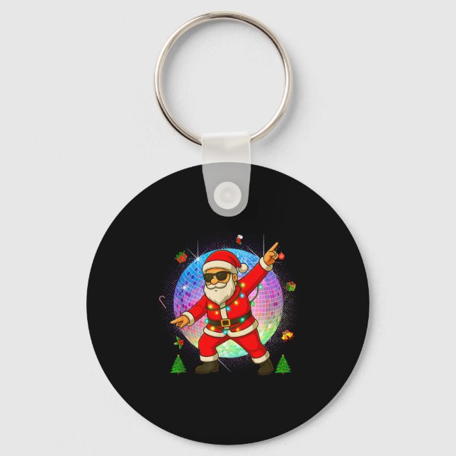 Funny Disco Santa Xmas Lights Girls Boys Kids Chri Key Ring (Front)