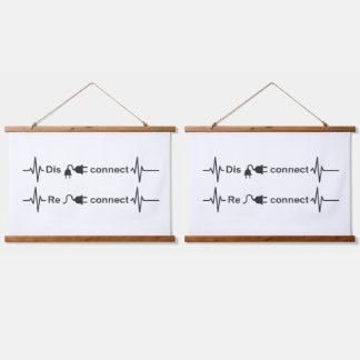 Funny Disconnect to Reconnect Minimalist Heartbeat Hanging Tapestry