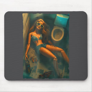 Funny Disgusting Doll Face Drinking Meme Mouse Mat