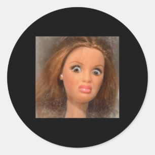 Funny Disgusting Doll Face Meme _1  Classic Round Sticker