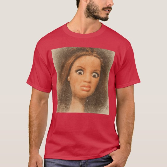 Funny Disgusting Doll face Meme boy T-Shirt (Front)