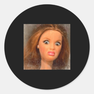 Funny Disgusting Doll Face Meme Classic Round Sticker