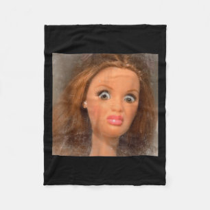 Funny Disgusting Doll Face Meme Fleece Blanket
