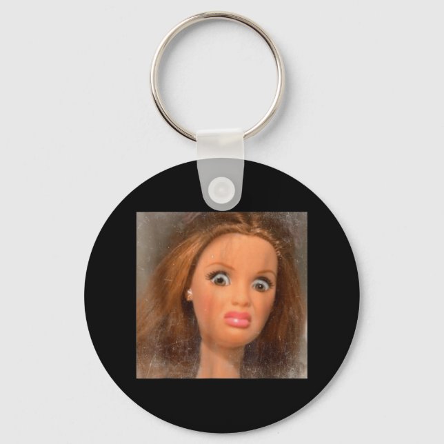 Funny Disgusting Doll Face Meme  Key Ring (Front)
