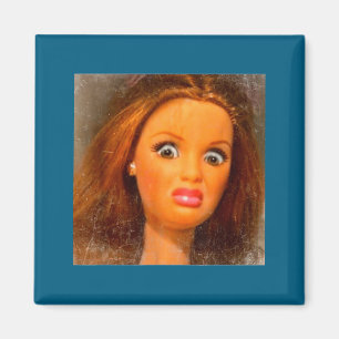 Funny Disgusting Doll Face Meme Magnet
