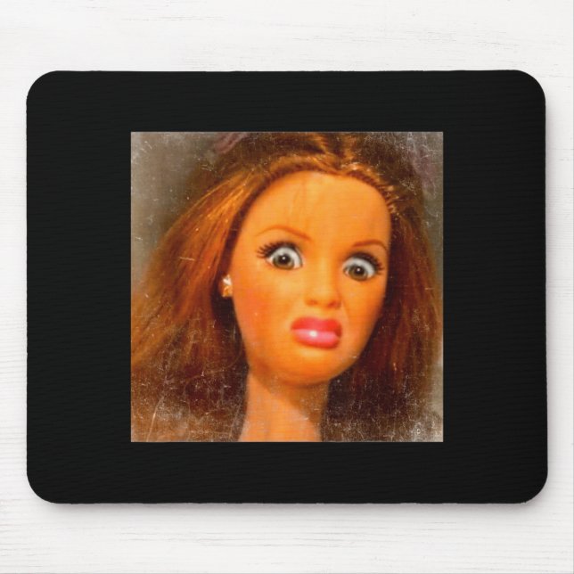 Funny Disgusting Doll Face Meme  Mouse Mat (Front)