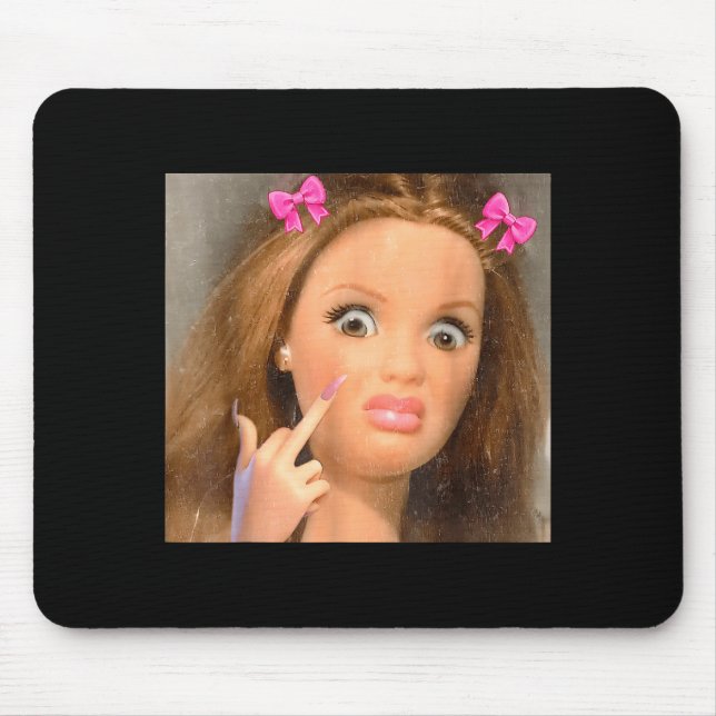 Funny Disgusting Doll Face Meme  Mouse Mat (Front)
