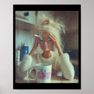 Funny Disgusting Doll Face Meme Smoking Sad Sarcas Poster