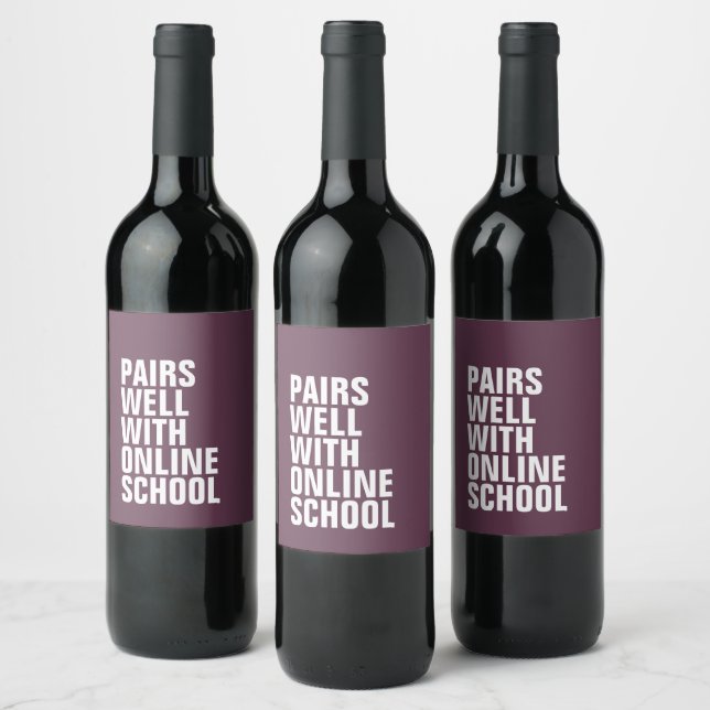 Funny distance learning online school wine label (Bottles)