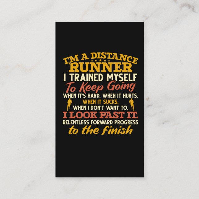 Funny Distance Runner Quote Athlete Running Business Card (Front)
