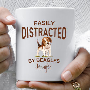 Funny Distracted by Beagles Personalised Coffee Mug